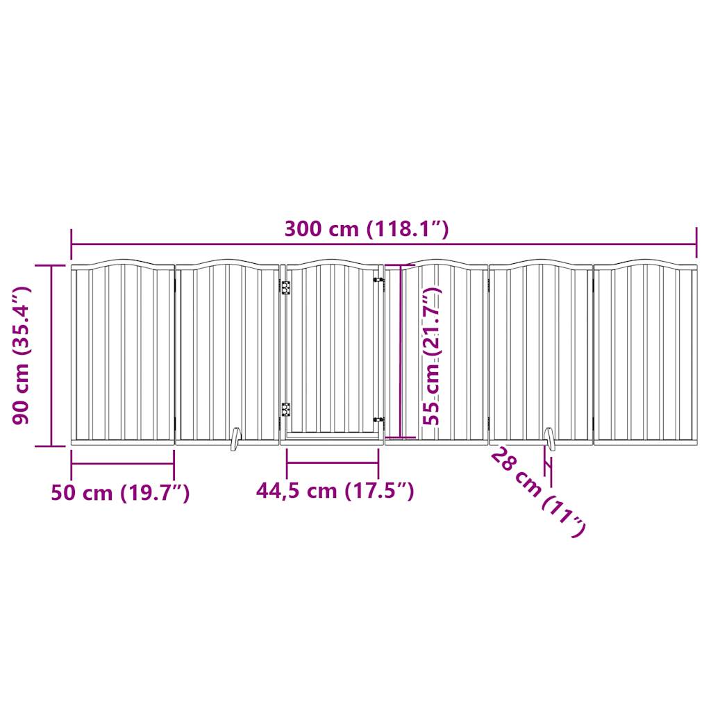 Vrata za pse s vratašcima 6 panela sklopiva 300 cm drvo topole Smeđa 50 x 90 x 2 cm
