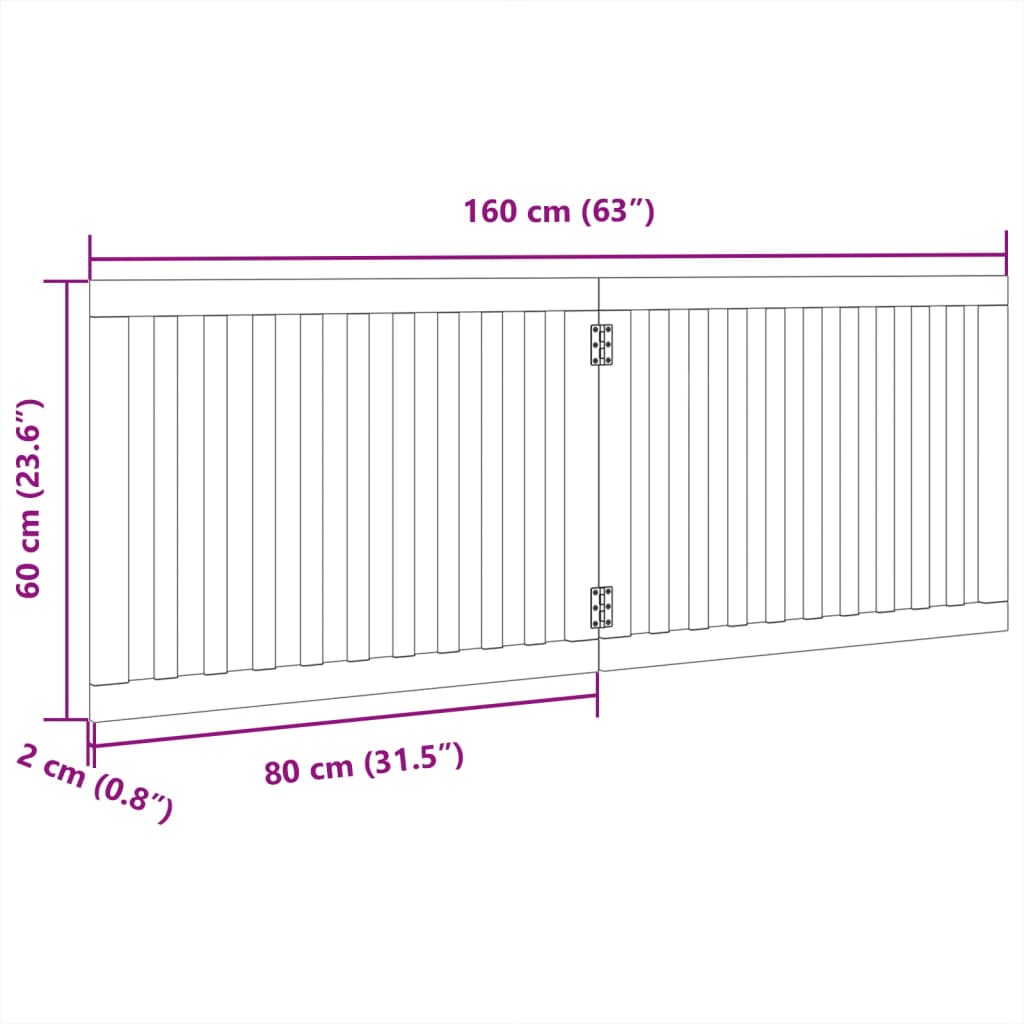Vrata za pse s 2 panela sklopiva crna 160 cm od drva topole