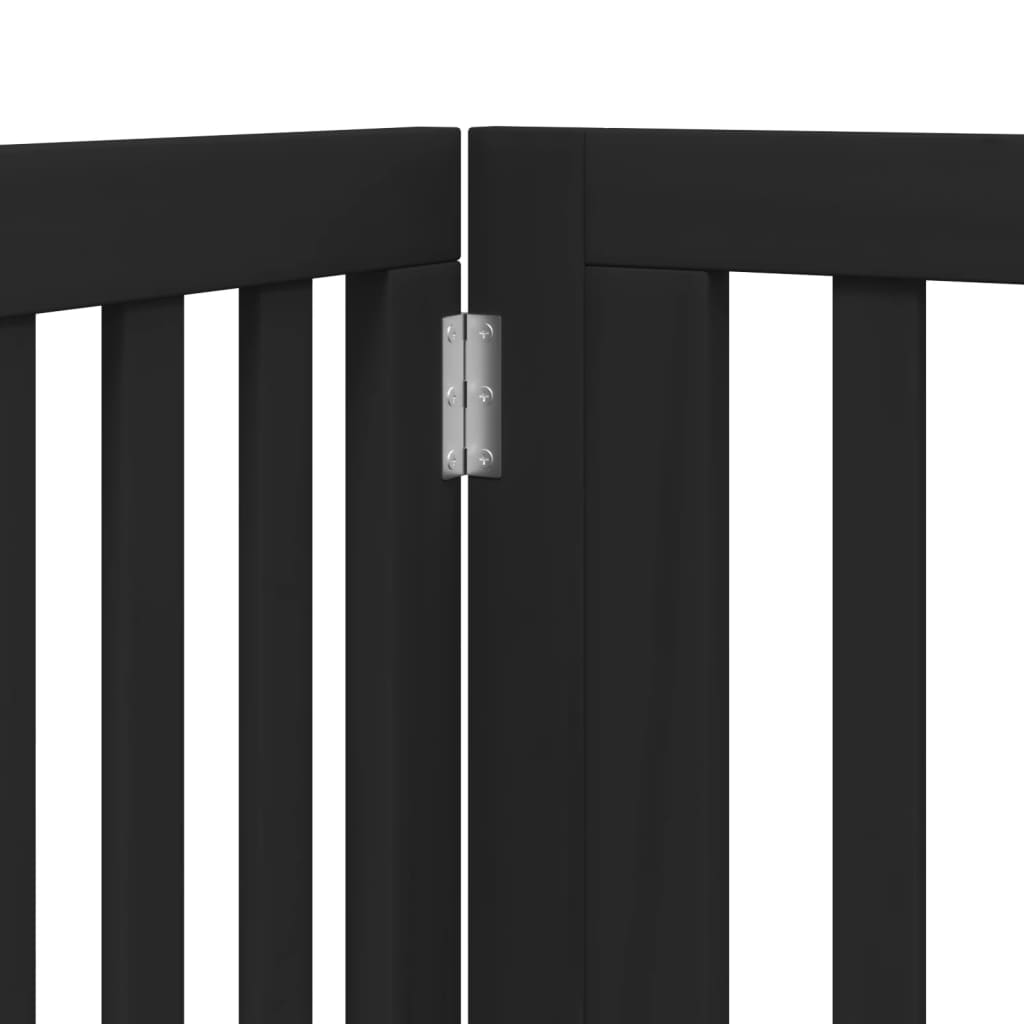 Vrata za pse s vratašcima 4 panela sklopiva 320 cm drvo topole Crna 80 x 60 x 2 cm