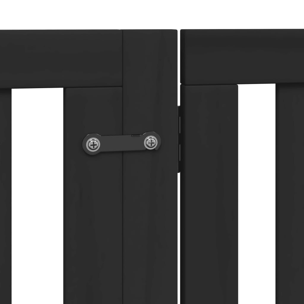 Vrata za pse s vratašcima 4 panela sklopiva 320 cm drvo topole Crna 80 x 60 x 2 cm
