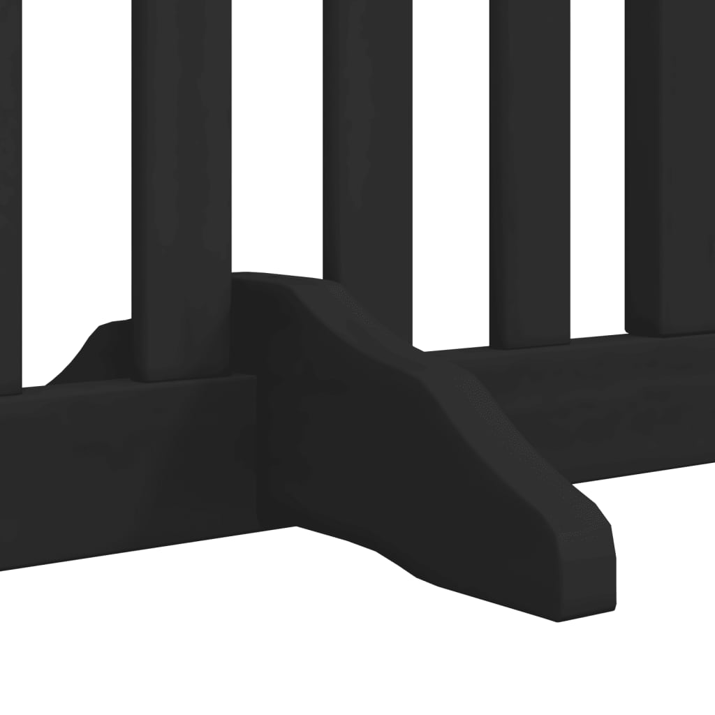 Vrata za pse s vratašcima 4 panela sklopiva 320 cm drvo topole Crna 80 x 60 x 2 cm