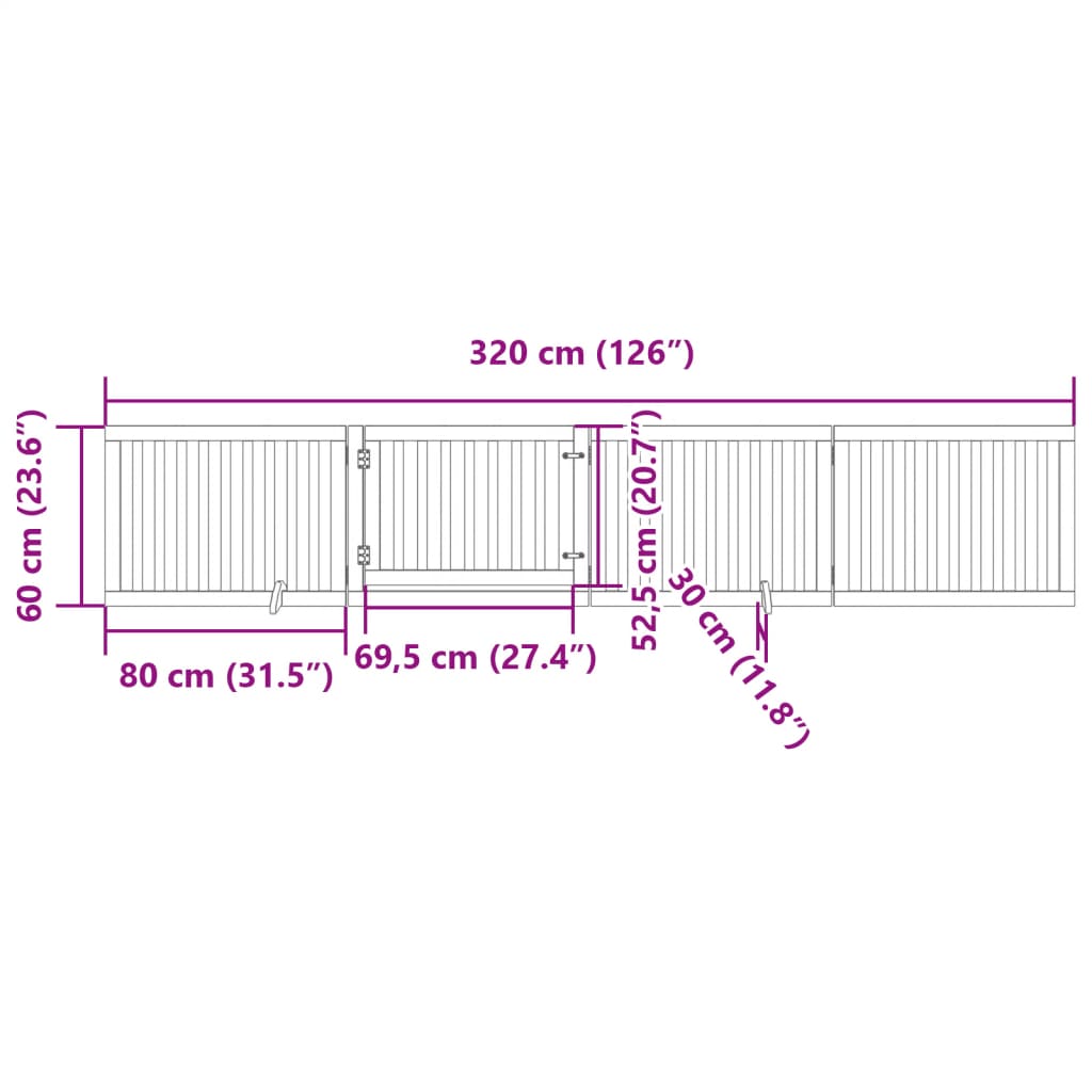 Vrata za pse s vratašcima 4 panela sklopiva 320 cm drvo topole Crna 80 x 60 x 2 cm