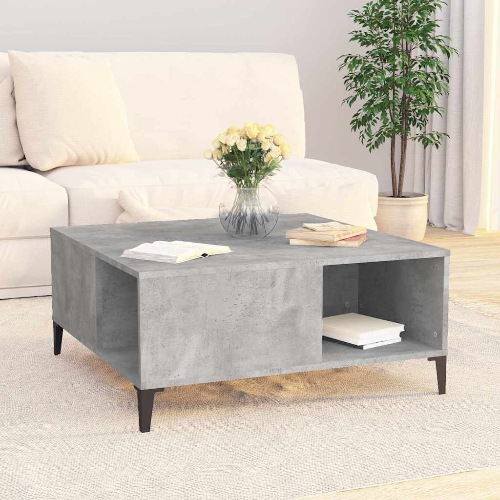 Stolić za kavu boja betona 80 x 80 x 36,5 cm konstruirano drvo Siva