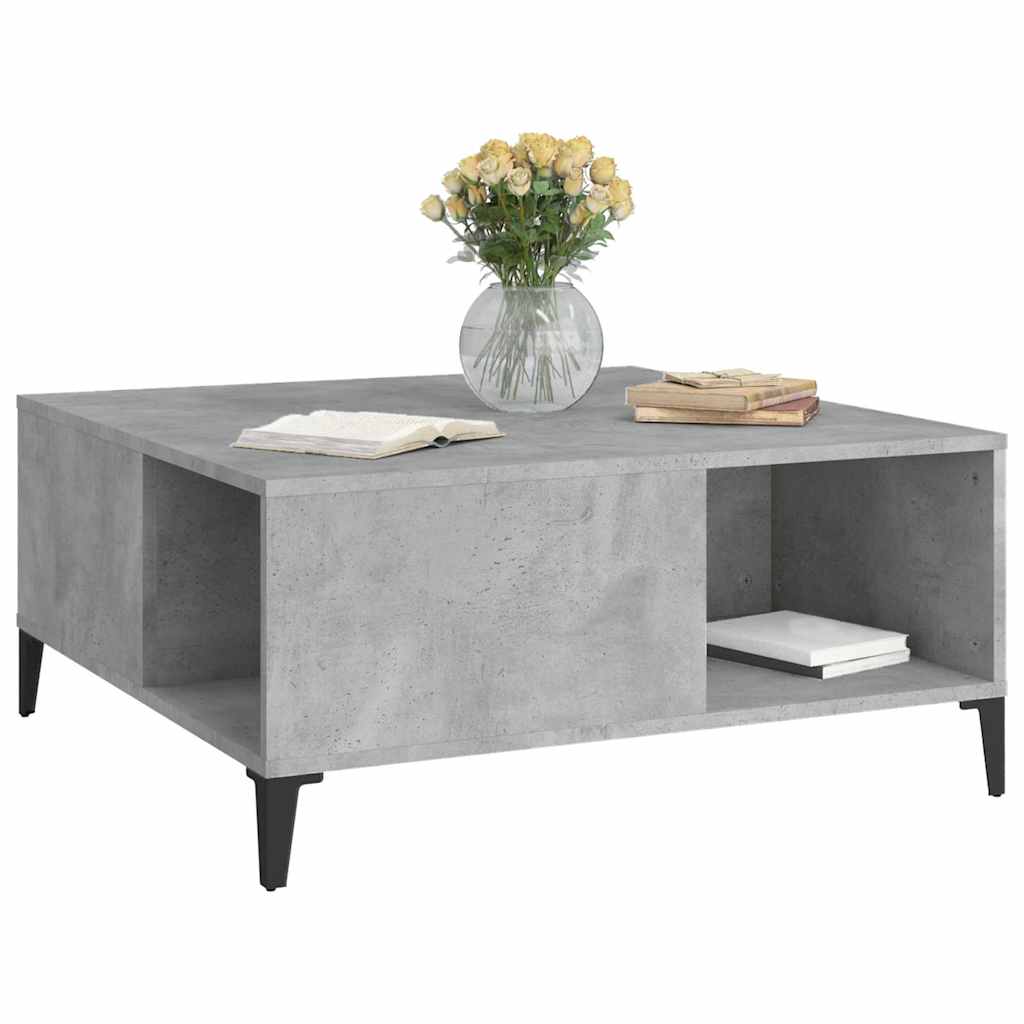 Stolić za kavu boja betona 80 x 80 x 36,5 cm konstruirano drvo Siva