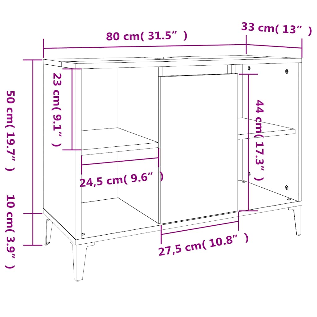 Ormarić za umivaonik bijeli 80 x 33 x 60 cm konstruirano drvo Bijela