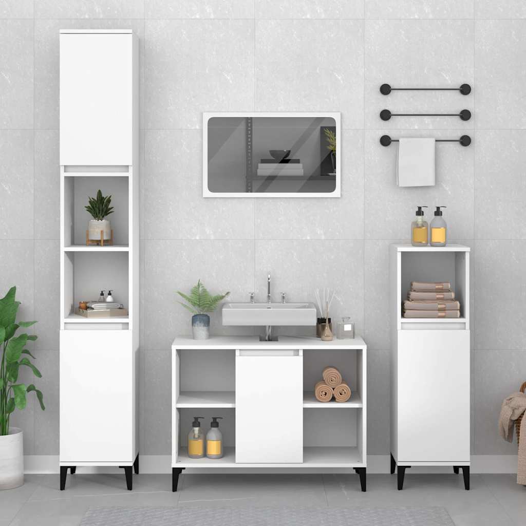 Ormarić za umivaonik bijeli 80 x 33 x 60 cm konstruirano drvo Bijela