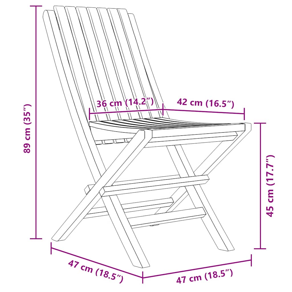 Sklopive vrtne stolice 8 kom 47x47x89 cm od masivne tikovine