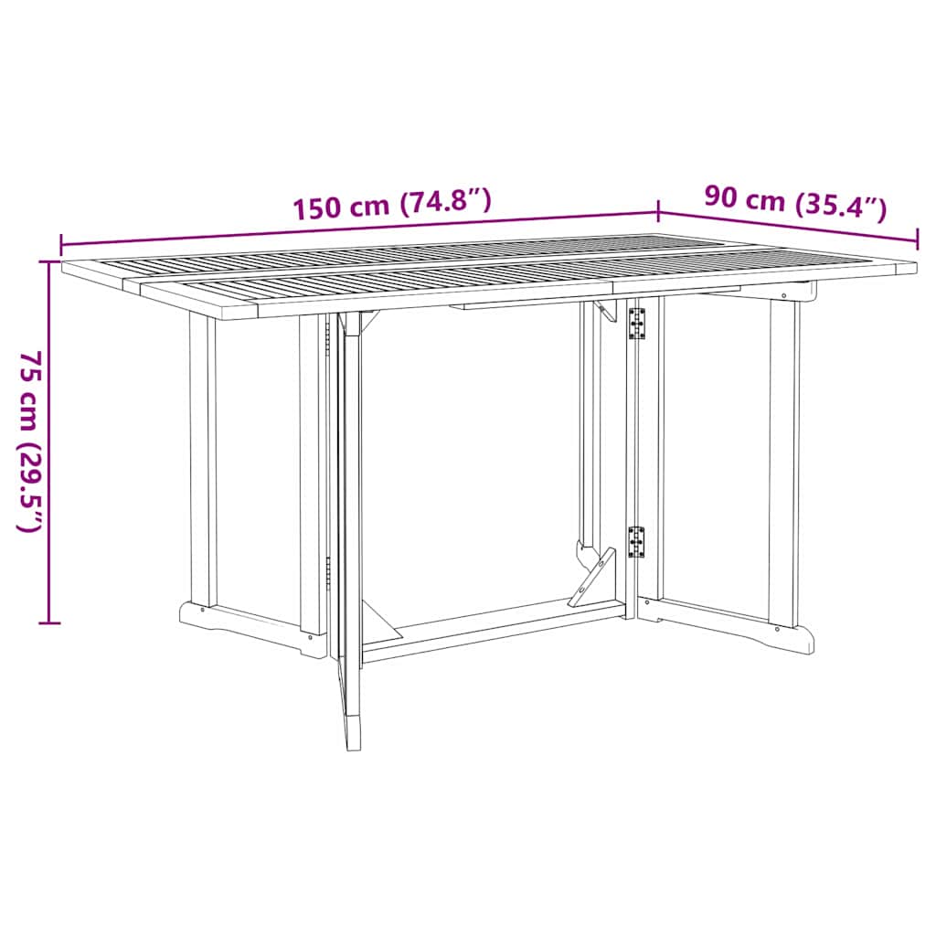 Vrtni set za objed 7 kom. Smeđa 150 x 90 x 75 cm