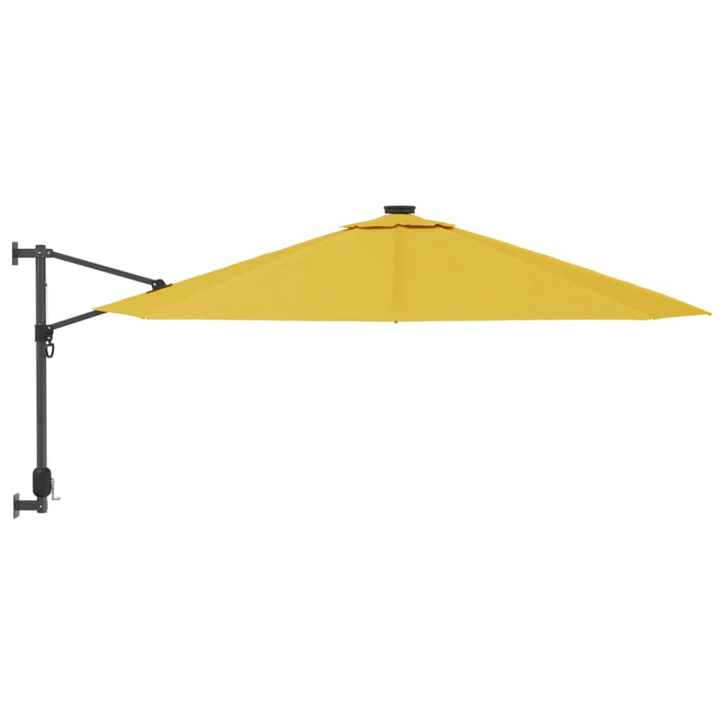 Zidni suncobran s LED svjetlima žuti 290 cm