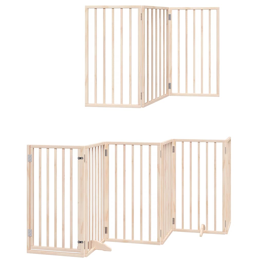Vrata za pse s vratašcima 12 panela sklopiva 600 cm drvo topole Smeđa 50 x 90 x 2 cm