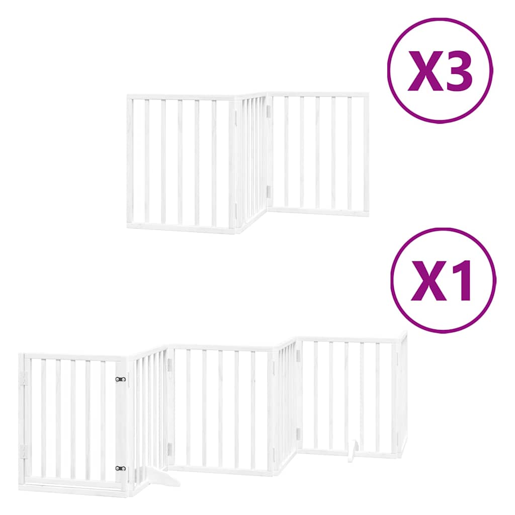 Vrata za pse s vratašcima 15 panela sklopiva 750 cm drvo topole Bijela 50 x 60 x 2 cm