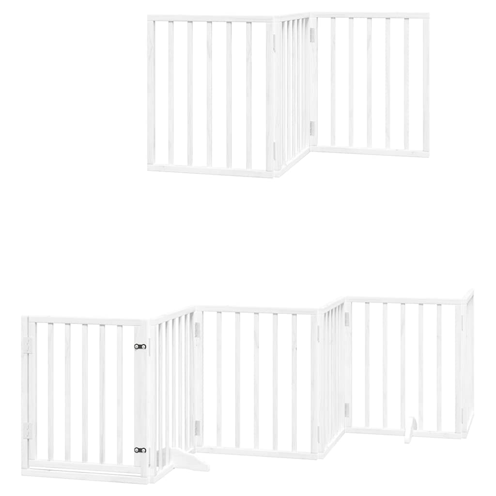 Vrata za pse s vratašcima 15 panela sklopiva 750 cm drvo topole Bijela 50 x 60 x 2 cm