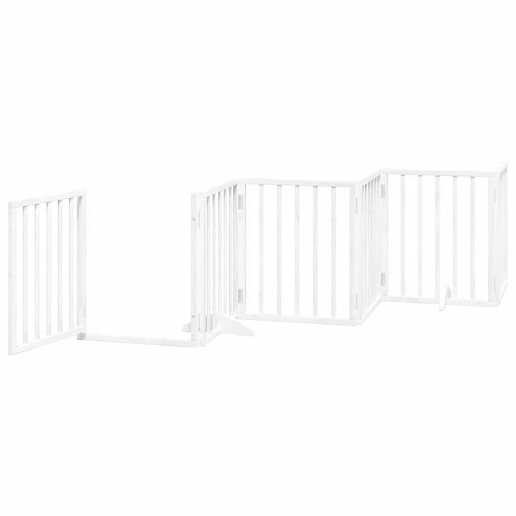 Vrata za pse s vratašcima 15 panela sklopiva 750 cm drvo topole Bijela 50 x 60 x 2 cm