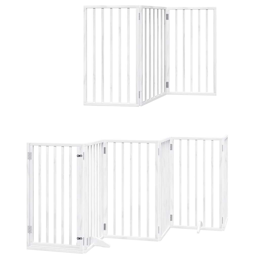 Vrata za pse s vratašcima 9 panela sklopiva 450 cm drvo topole Bijela 50 x 90 x 2 cm