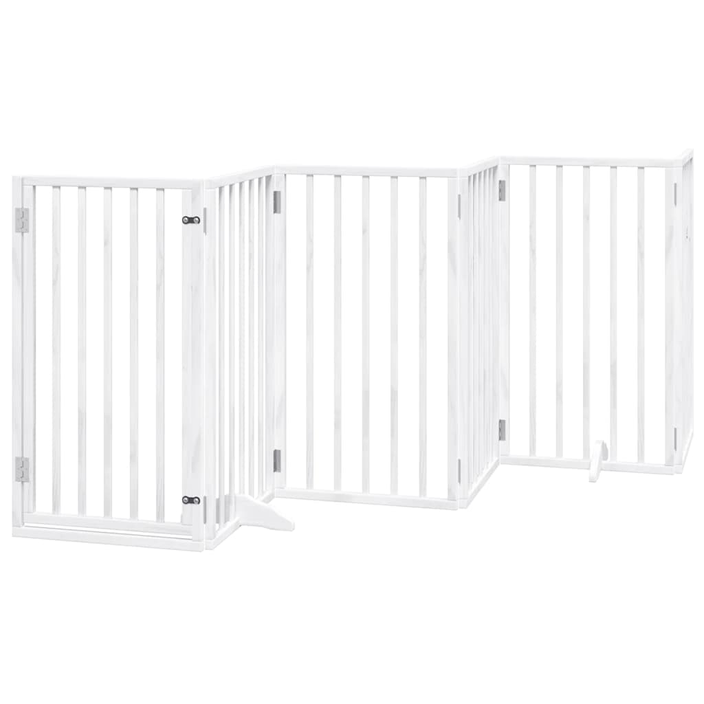 Vrata za pse s vratašcima 9 panela sklopiva 450 cm drvo topole Bijela 50 x 90 x 2 cm