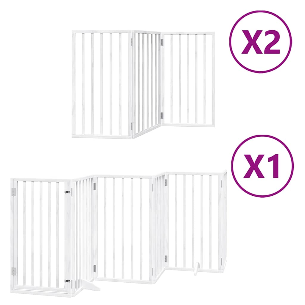 Vrata za pse s vratašcima 12 panela sklopiva 600 cm drvo topole Bijela 50 x 90 x 2 cm