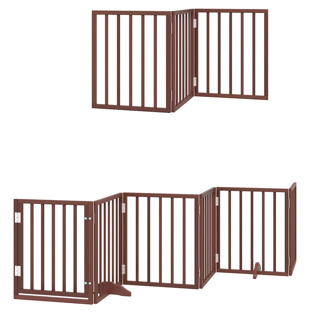 Vrata za pse s vratašcima 9 panela sklopiva 450 cm drvo topole Smeđa 50 x 60 x 2 cm