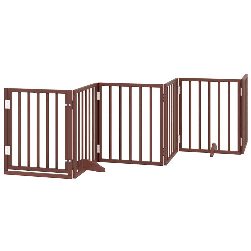 Vrata za pse s vratašcima 9 panela sklopiva 450 cm drvo topole Smeđa 50 x 60 x 2 cm