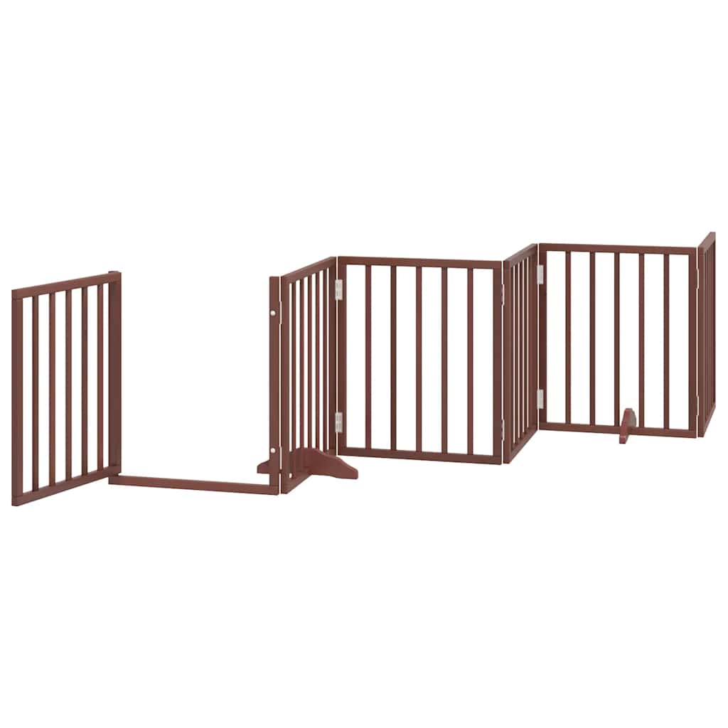 Vrata za pse s vratašcima 9 panela sklopiva 450 cm drvo topole Smeđa 50 x 60 x 2 cm