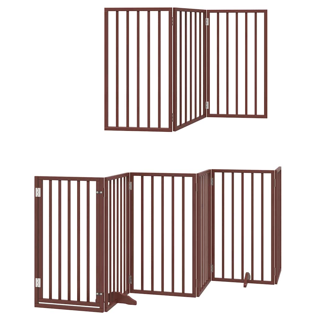 Vrata za pse s vratašcima 12 panela sklopiva 600 cm drvo topole Smeđa 50 x 90 x 2 cm