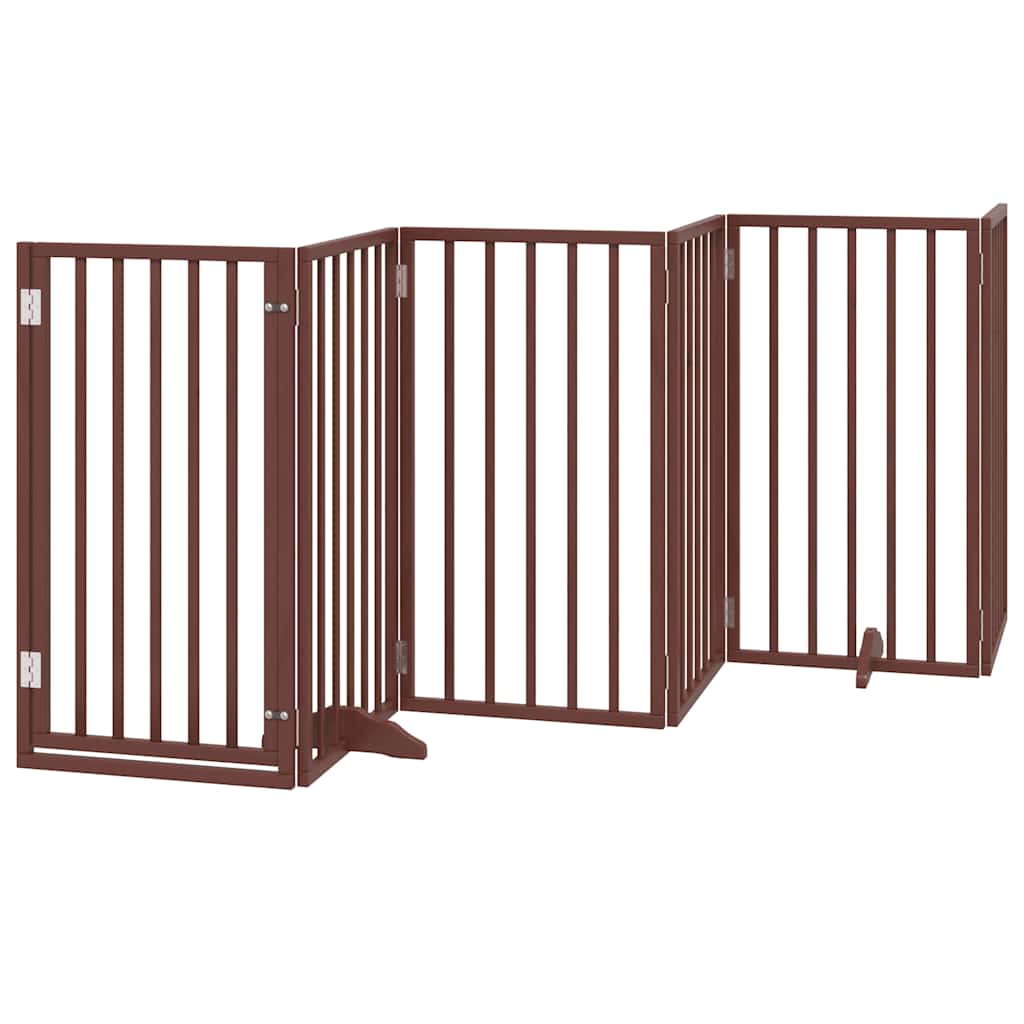 Vrata za pse s vratašcima 12 panela sklopiva 600 cm drvo topole Smeđa 50 x 90 x 2 cm
