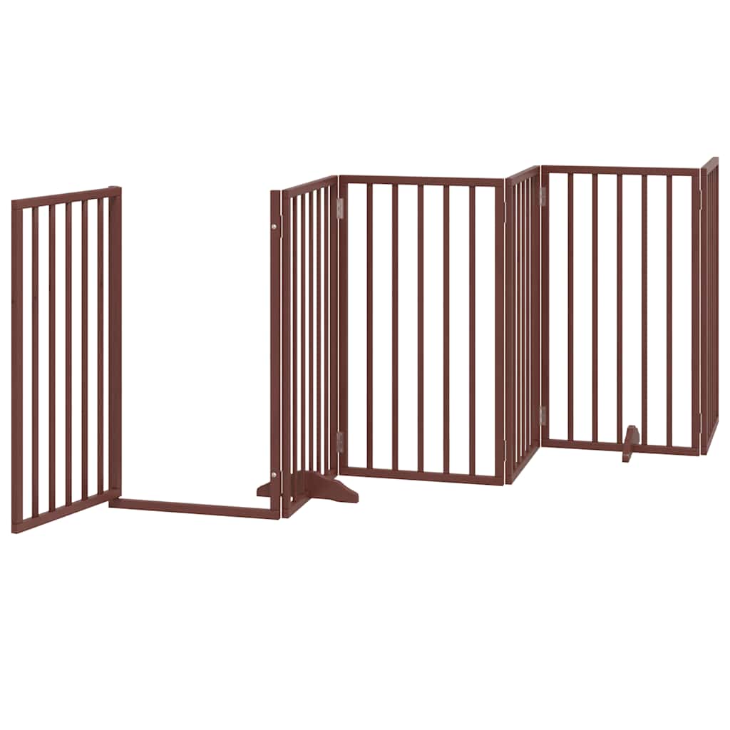 Vrata za pse s vratašcima 12 panela sklopiva 600 cm drvo topole Smeđa 50 x 90 x 2 cm