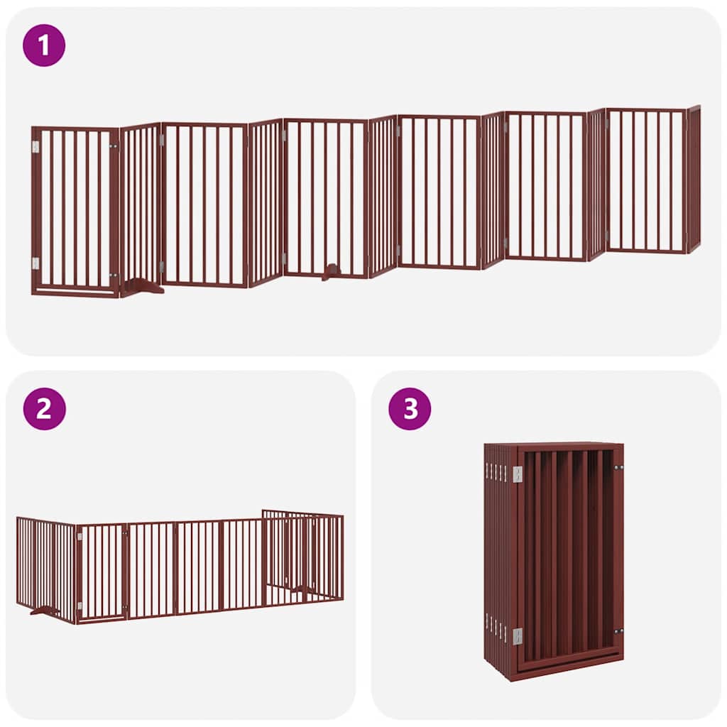 Vrata za pse s vratašcima 12 panela sklopiva 600 cm drvo topole Smeđa 50 x 90 x 2 cm