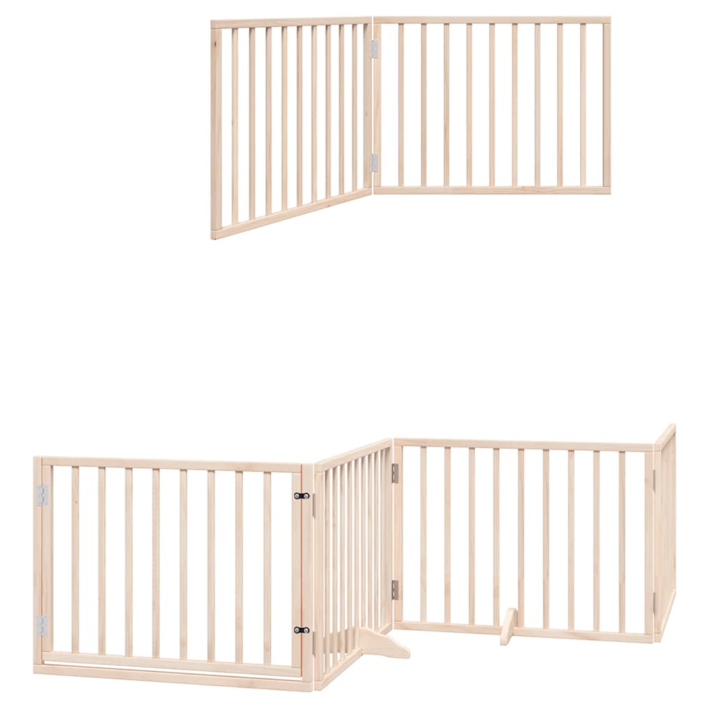 Vrata za pse s vratašcima 6 panela sklopiva 480 cm drvo topole Smeđa 80 x 60 x 2 cm