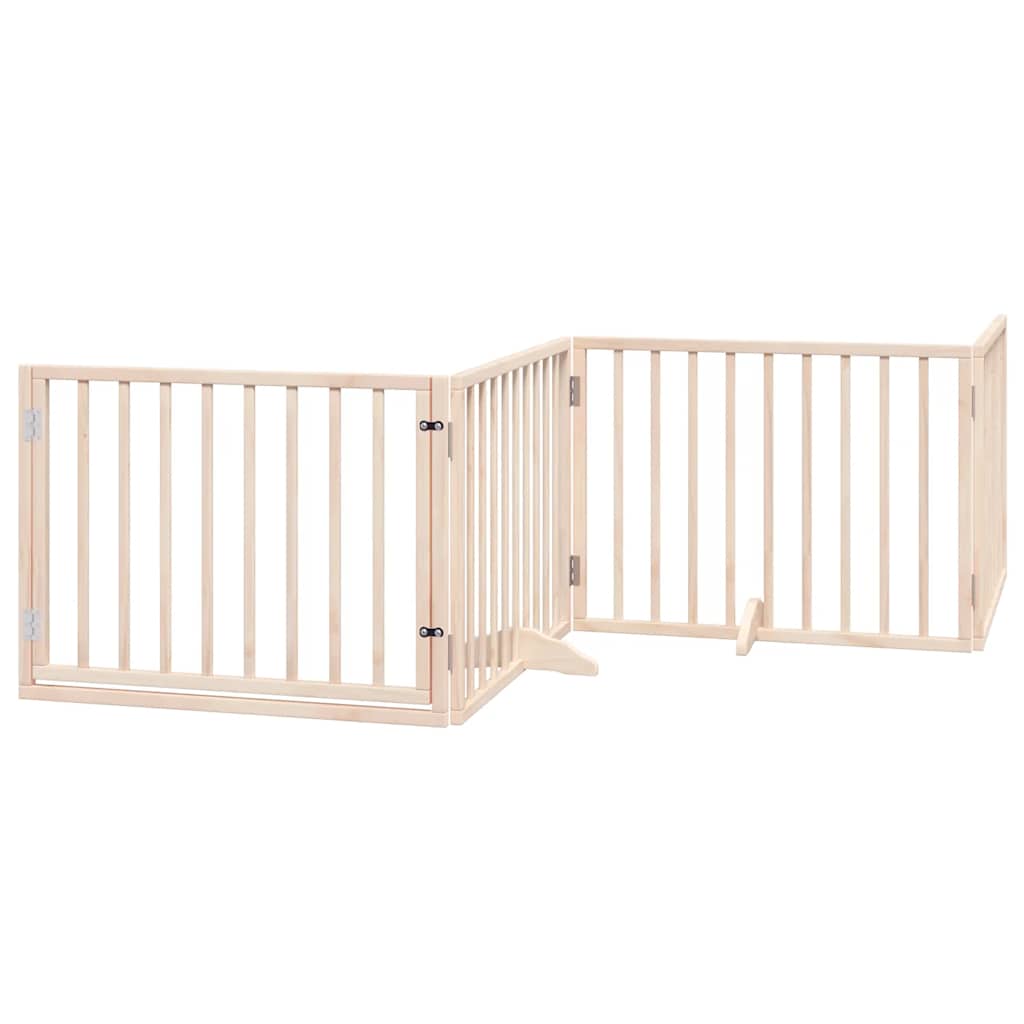 Vrata za pse s vratašcima 6 panela sklopiva 480 cm drvo topole Smeđa 80 x 60 x 2 cm