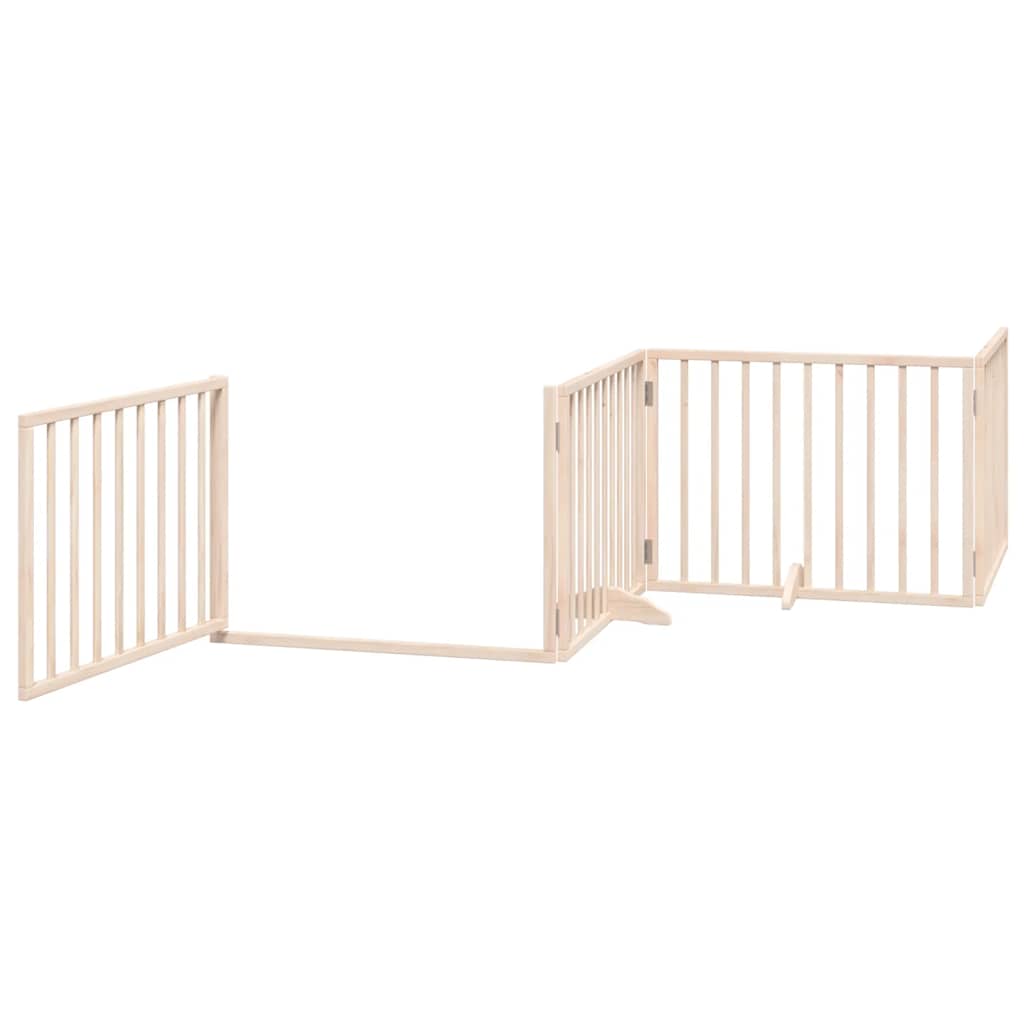 Vrata za pse s vratašcima 6 panela sklopiva 480 cm drvo topole Smeđa 80 x 60 x 2 cm