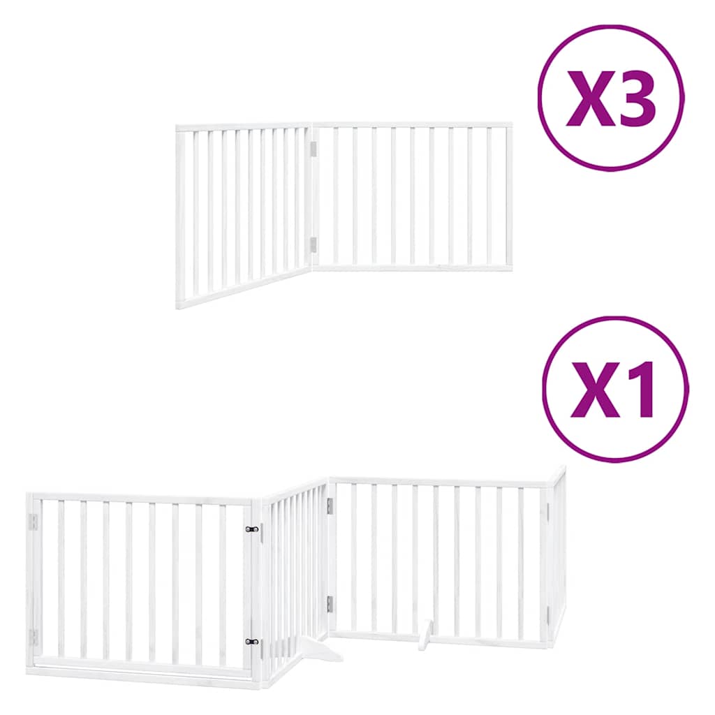 Vrata za pse s vratašcima 10 panela sklopiva 800 cm drvo topole Bijela 80 x 60 x 2 cm