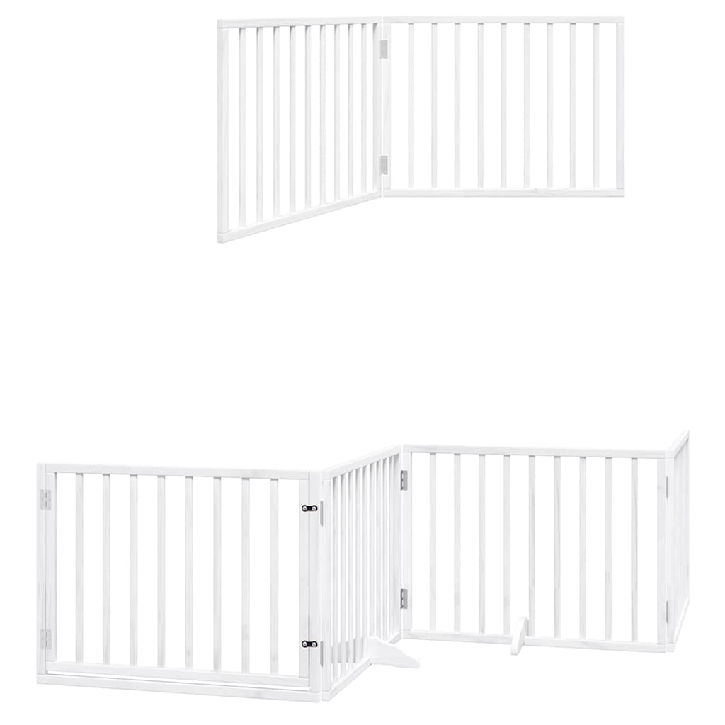 Vrata za pse s vratašcima 10 panela sklopiva 800 cm drvo topole Bijela 80 x 60 x 2 cm