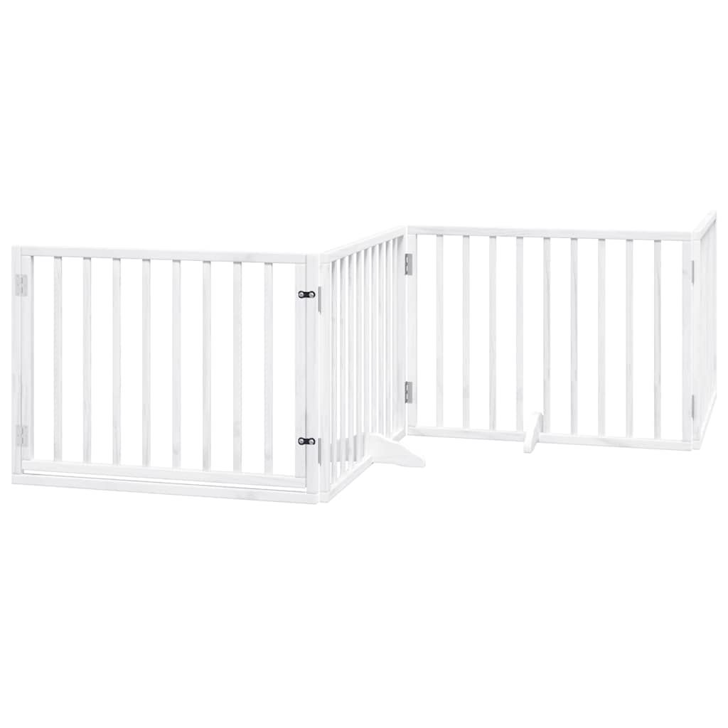 Vrata za pse s vratašcima 10 panela sklopiva 800 cm drvo topole Bijela 80 x 60 x 2 cm