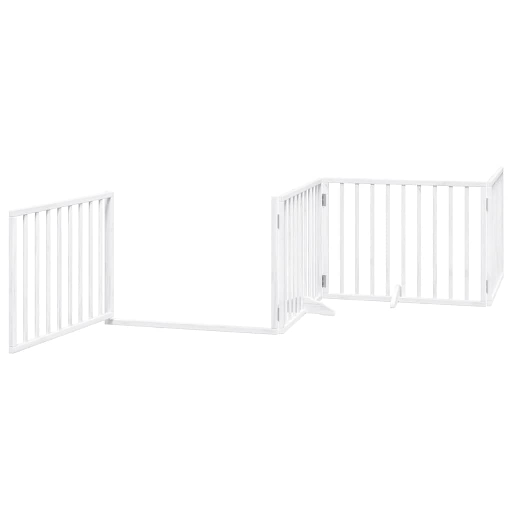 Vrata za pse s vratašcima 10 panela sklopiva 800 cm drvo topole Bijela 80 x 60 x 2 cm