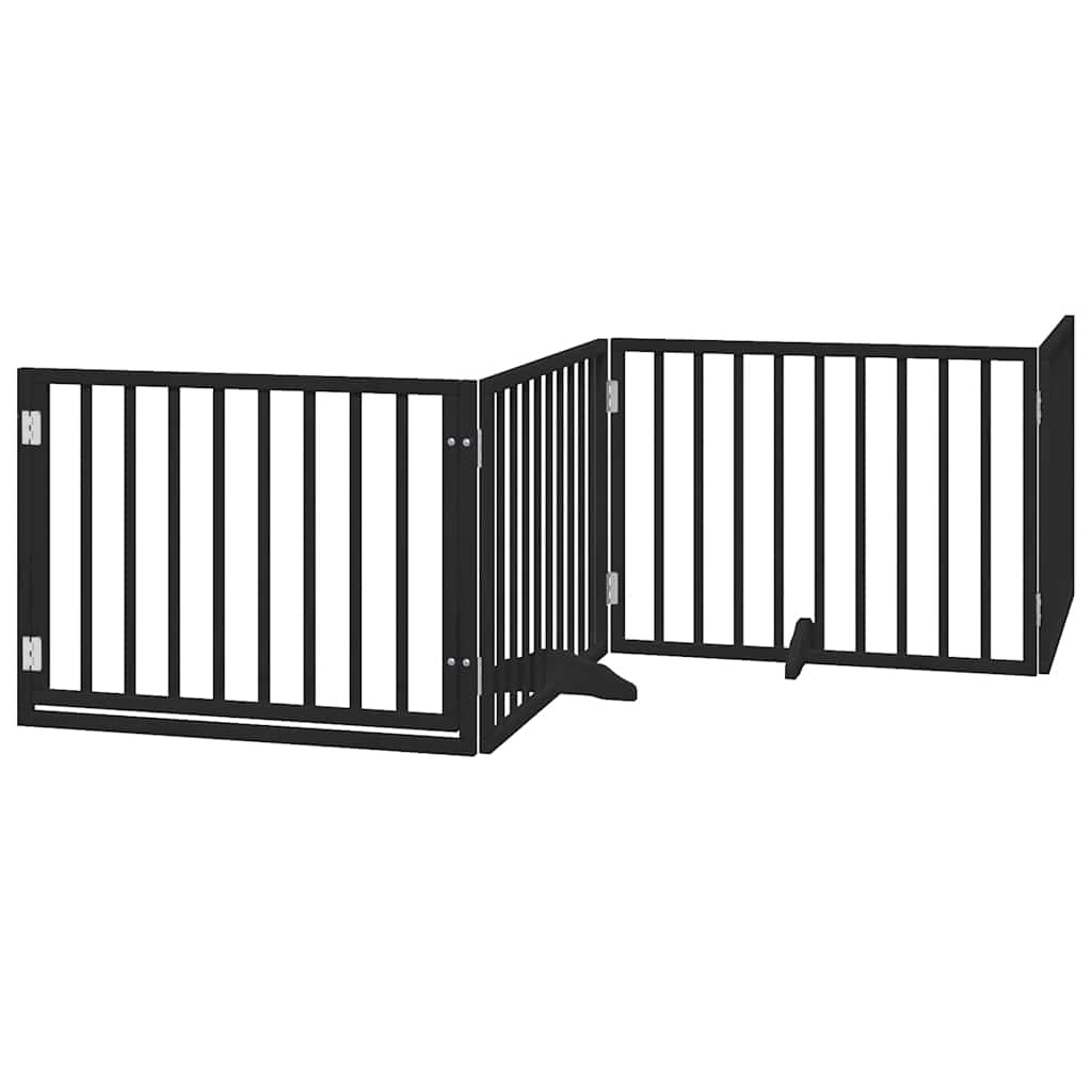 Vrata za pse s vratašcima 10 panela sklopiva 800 cm drvo topole Crna 80 x 60 x 2 cm