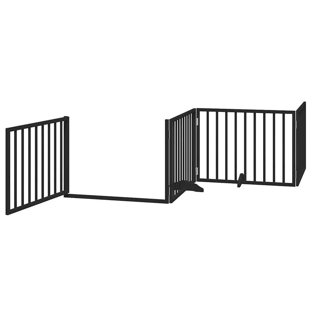 Vrata za pse s vratašcima 12 panela sklopiva 960 cm drvo topole Crna 80 x 60 x 2 cm