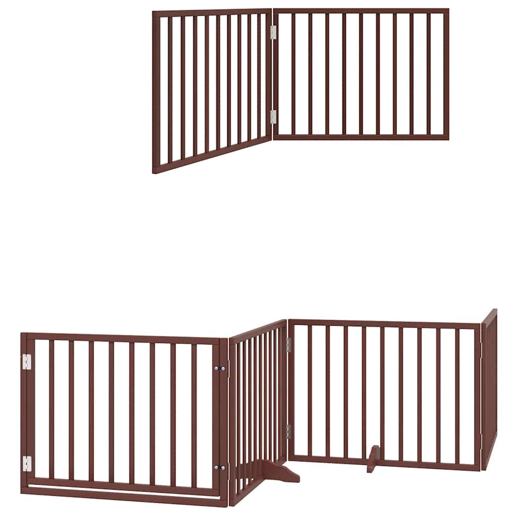 Vrata za pse s vratašcima 8 panela sklopiva 640 cm drvo topole Smeđa 80 x 60 x 2 cm