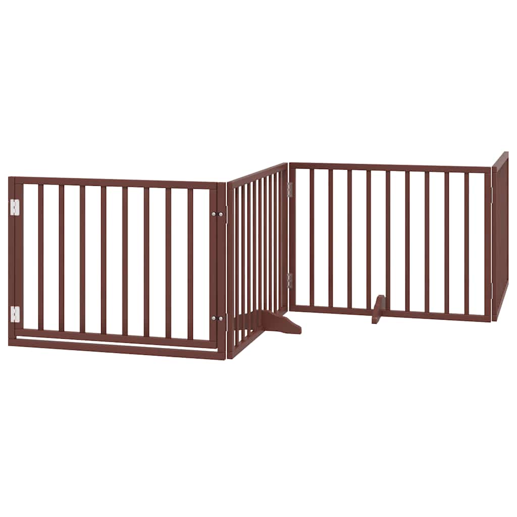 Vrata za pse s vratašcima 8 panela sklopiva 640 cm drvo topole Smeđa 80 x 60 x 2 cm