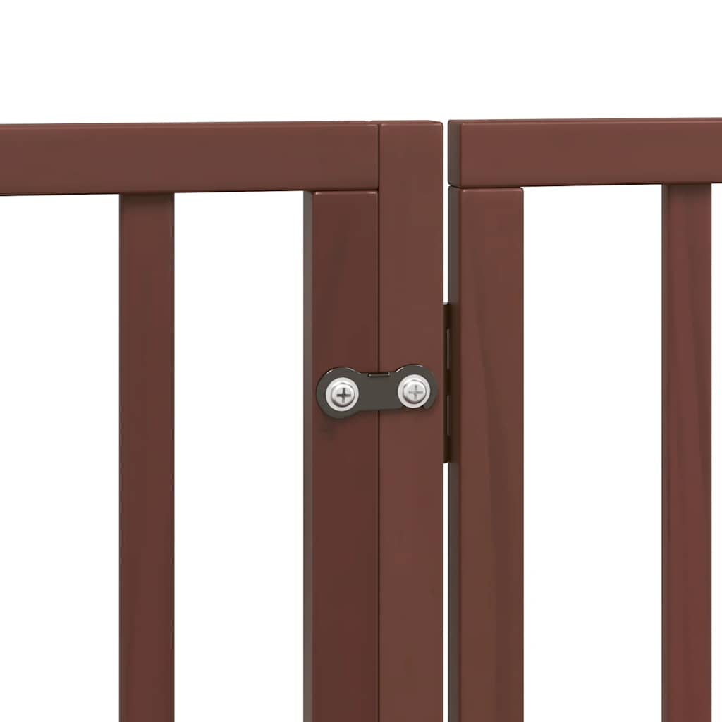 Vrata za pse s vratašcima 8 panela sklopiva 640 cm drvo topole Smeđa 80 x 60 x 2 cm