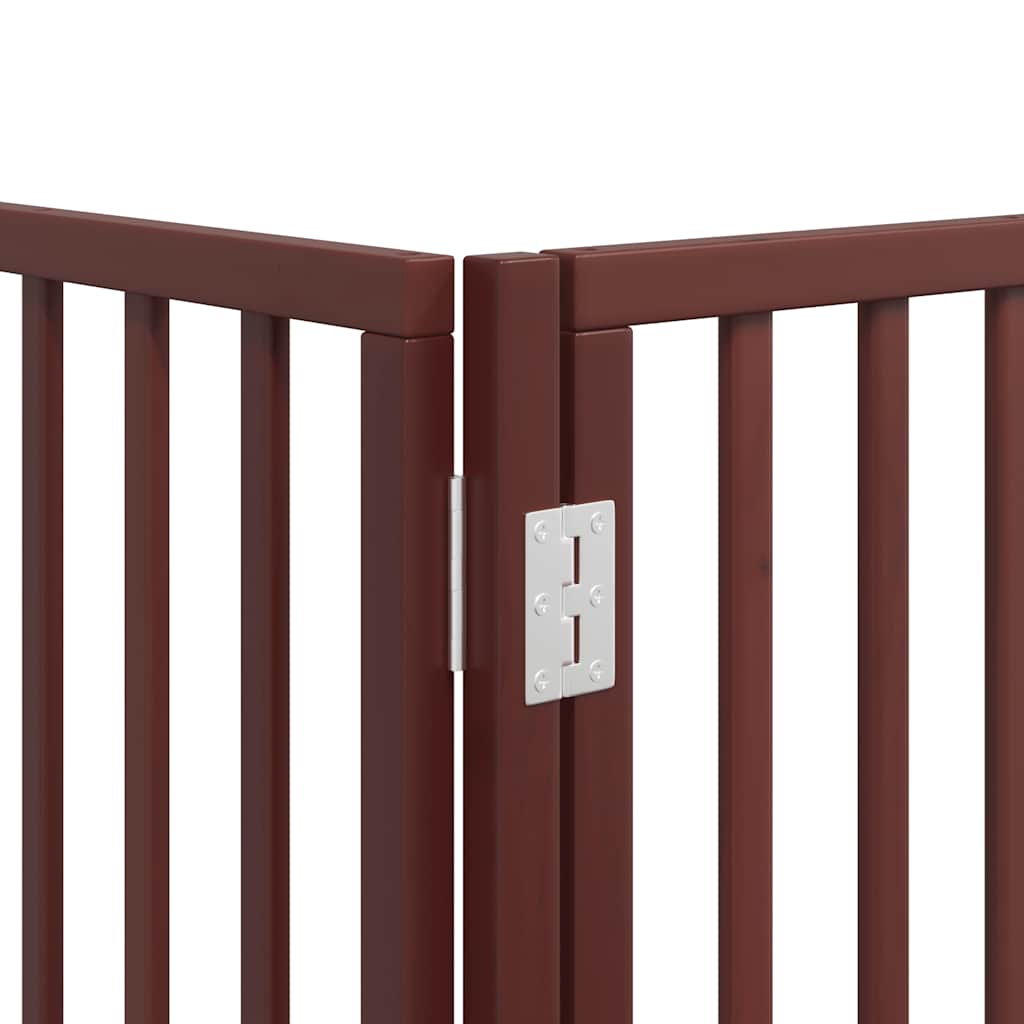 Vrata za pse s vratašcima 8 panela sklopiva 640 cm drvo topole Smeđa 80 x 60 x 2 cm