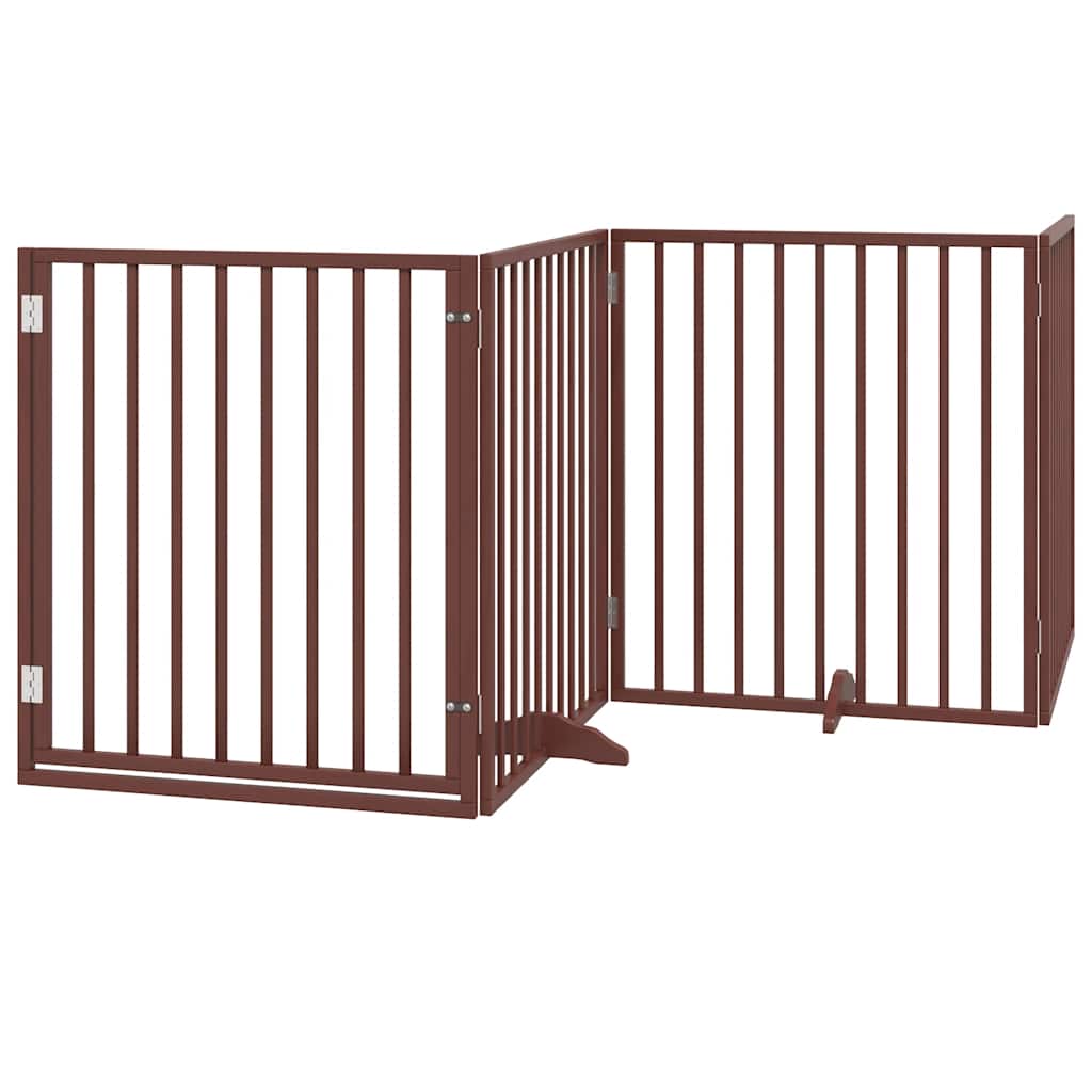Vrata za pse s vratašcima 10 panela sklopiva 800 cm drvo topole Smeđa 80 x 90 x 2 cm