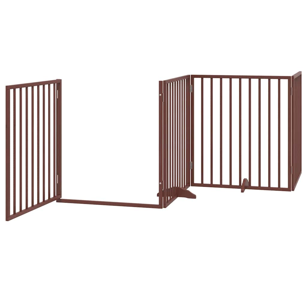 Vrata za pse s vratašcima 10 panela sklopiva 800 cm drvo topole Smeđa 80 x 90 x 2 cm