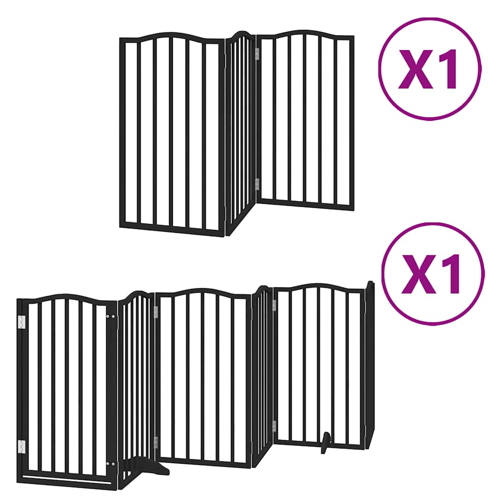 Vrata za pse s vratašcima 9 panela sklopiva 450 cm drvo topole Crna 50 x 90 x 2 cm