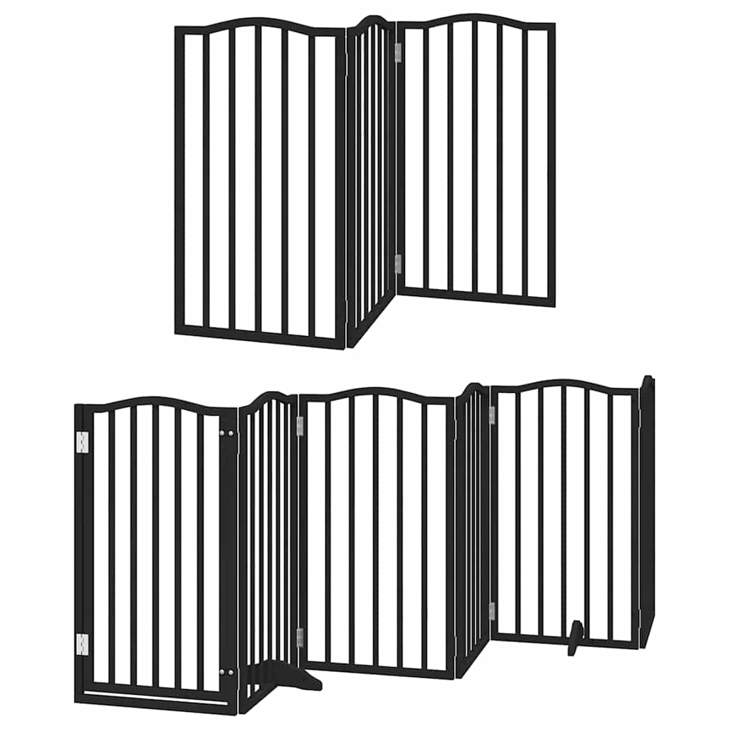 Vrata za pse s vratašcima 9 panela sklopiva 450 cm drvo topole Crna 50 x 90 x 2 cm