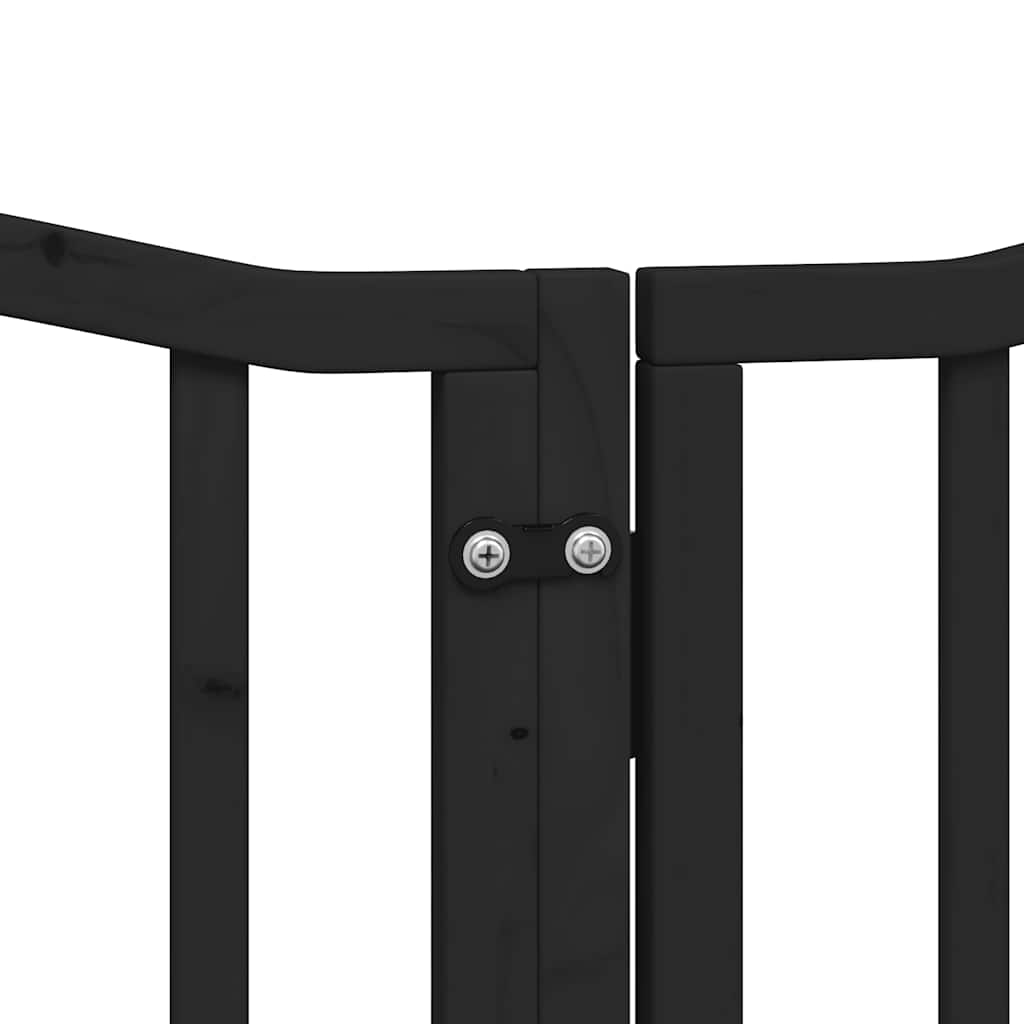 Vrata za pse s vratašcima 9 panela sklopiva 450 cm drvo topole Crna 50 x 90 x 2 cm