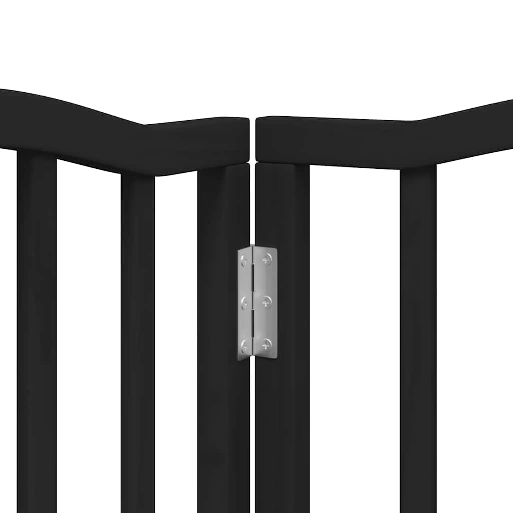 Vrata za pse s vratašcima 9 panela sklopiva 450 cm drvo topole Crna 50 x 90 x 2 cm