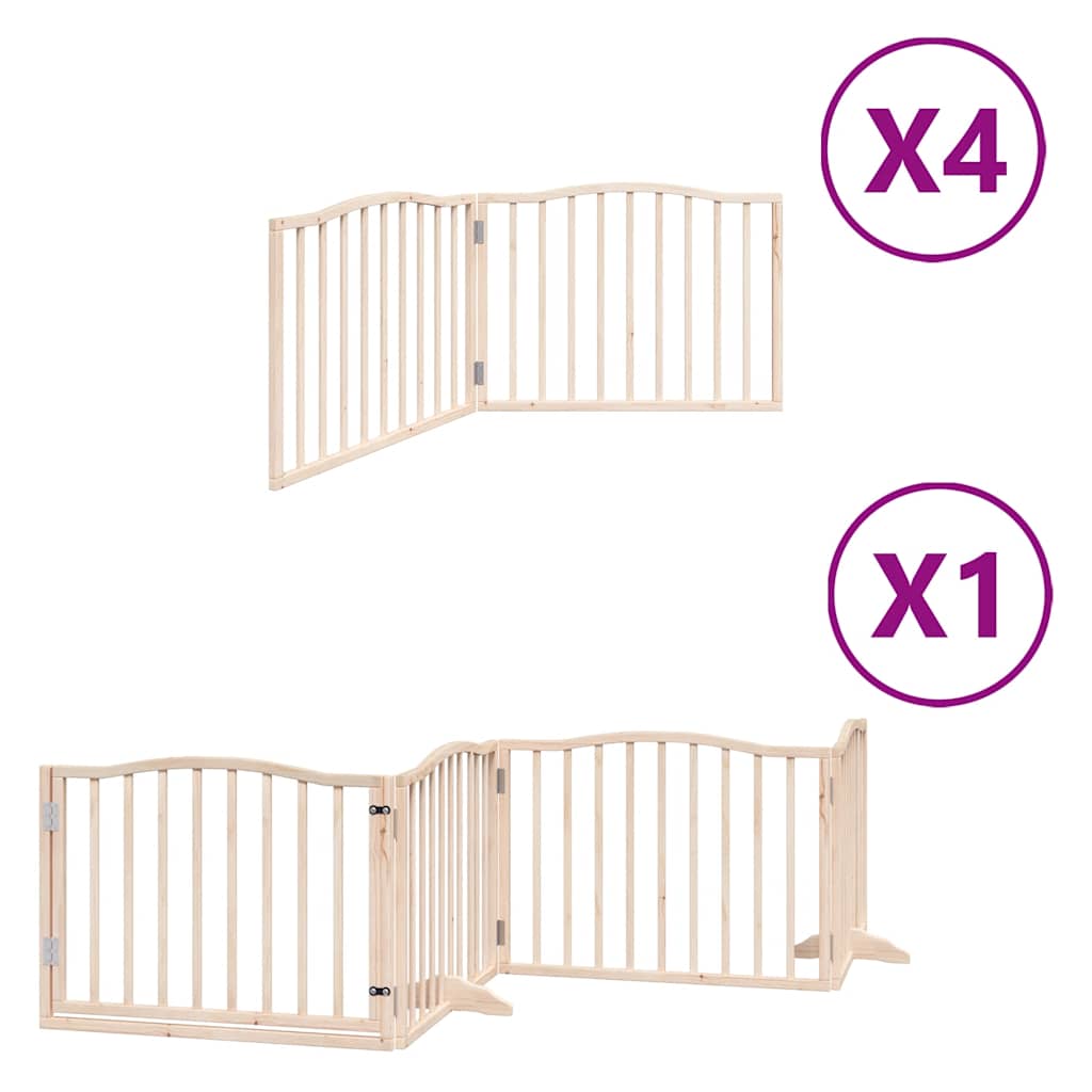 Vrata za pse s vratašcima 12 panela sklopiva 960 cm drvo topole Smeđa 80 x 60 x 2 cm