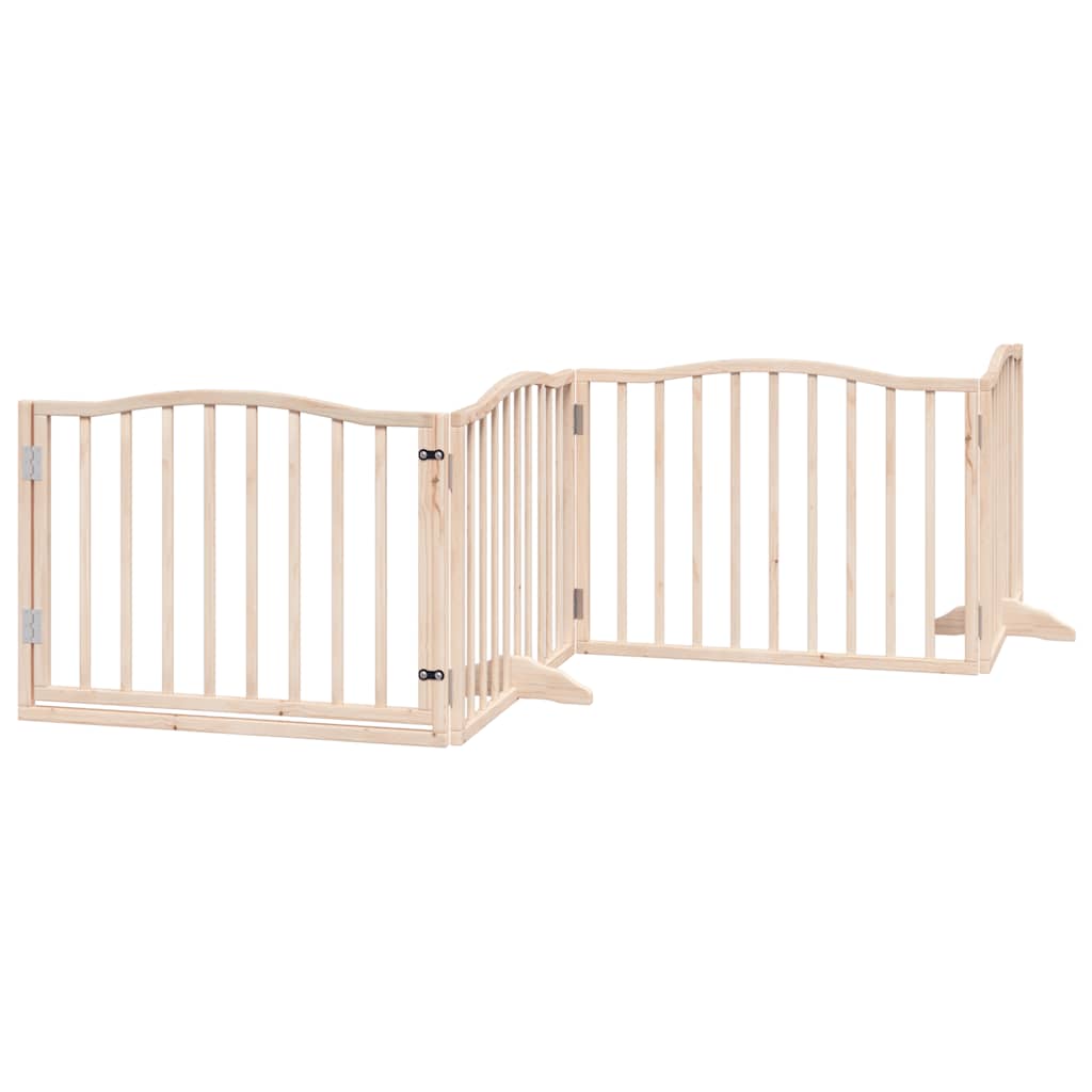 Vrata za pse s vratašcima 12 panela sklopiva 960 cm drvo topole Smeđa 80 x 60 x 2 cm