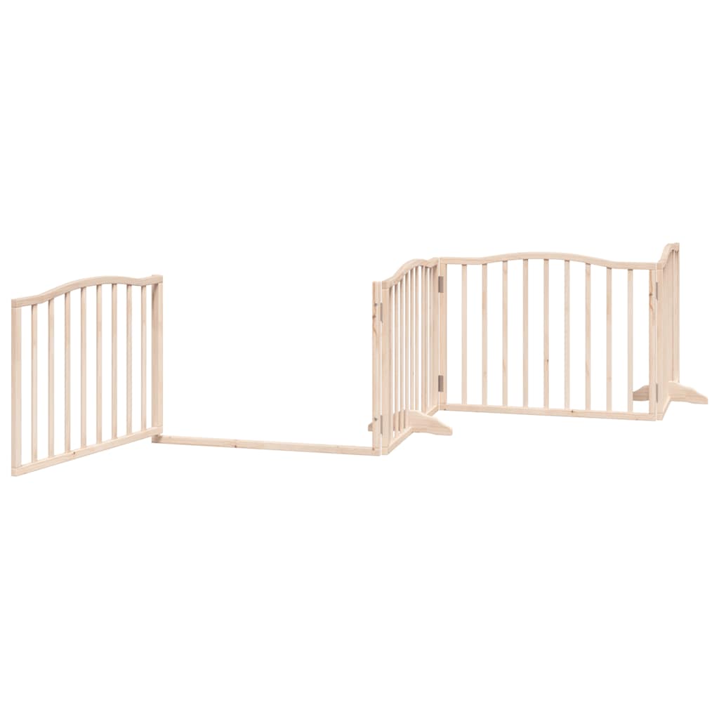 Vrata za pse s vratašcima 12 panela sklopiva 960 cm drvo topole Smeđa 80 x 60 x 2 cm