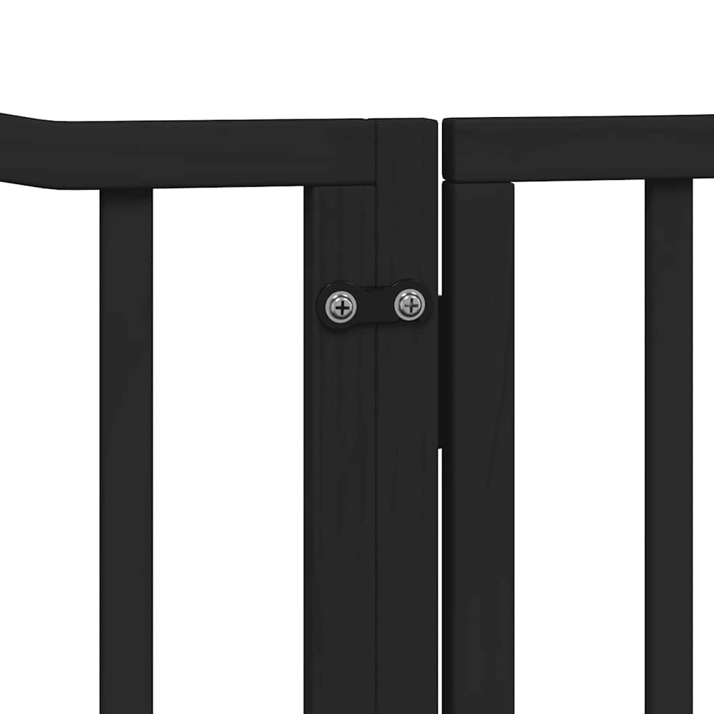 Vrata za pse s vratašcima 8 panela sklopiva 640 cm drvo topole Crna 80 x 60 x 2 cm